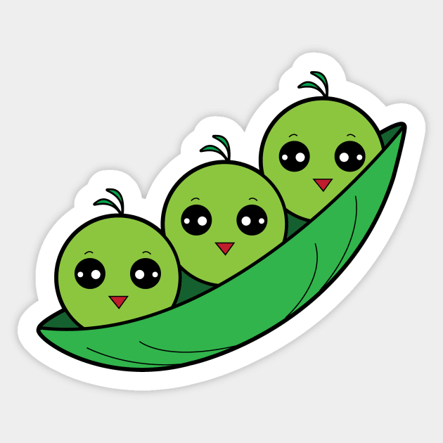 Cute Cartoon Three Peas in a Pod Sticker by PenguinCornerStore